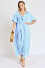 Load image into Gallery viewer, Floral Angel Sleeve Front Tie Maxi Dress