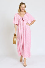 Load image into Gallery viewer, Floral Angel Sleeve Front Tie Maxi Dress
