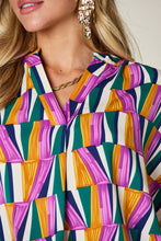 Load image into Gallery viewer, Double Take Full Size Geometric Notched Raglan Sleeve Blouse