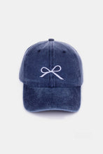 Load image into Gallery viewer, Zenana Bow Embroidered Washed Cotton Caps