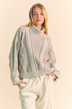 Load image into Gallery viewer, Davi & Dani Cable-Knit Turtleneck Dropped Shoulder Sweater