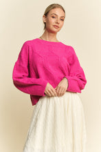 Load image into Gallery viewer, Davi & Dani Diamond Cable Pattern Drop Shoulder Sweater