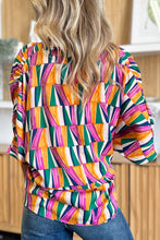 Load image into Gallery viewer, Double Take Full Size Geometric Notched Raglan Sleeve Blouse