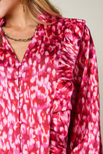Load image into Gallery viewer, Double Take Full Size Printed Ruffle Trim Balloon Sleeve Shirt