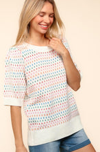Load image into Gallery viewer, Haptics Round Neck Half Sleeve Multi Color Knit Top