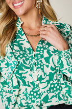 Load image into Gallery viewer, Double Take Full Size Printed Ruffle Trim Balloon Sleeve Shirt
