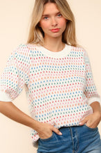 Load image into Gallery viewer, Haptics Round Neck Half Sleeve Multi Color Knit Top