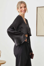 Load image into Gallery viewer, Tasha Apparel Satin Rhinestone Buttons Closure Crop Top