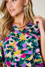 Load image into Gallery viewer, Double Take Full Size Printed V-Neck Short Sleeve Blouse