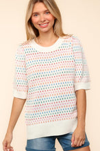 Load image into Gallery viewer, Haptics Round Neck Half Sleeve Multi Color Knit Top