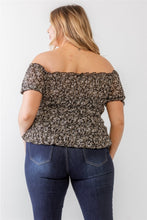 Load image into Gallery viewer, Zenobia Plus Size Frill Ruched Off-Shoulder Short Sleeve Blouse