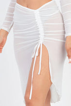 Load image into Gallery viewer, Slit Sheer Mesh Ruched Skirt