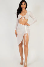 Load image into Gallery viewer, Slit Sheer Mesh Ruched Skirt