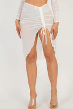 Load image into Gallery viewer, Slit Sheer Mesh Ruched Skirt