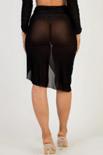 Load image into Gallery viewer, Slit Sheer Mesh Ruched Skirt