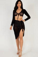Load image into Gallery viewer, Slit Sheer Mesh Ruched Skirt