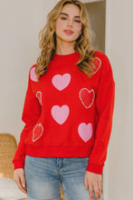Load image into Gallery viewer, Heart Pattern With Pearl Embellishment Sweatshirt
