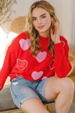 Load image into Gallery viewer, Heart Pattern With Pearl Embellishment Sweatshirt
