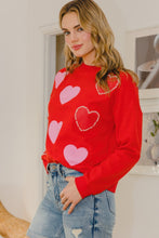 Load image into Gallery viewer, Heart Pattern With Pearl Embellishment Sweatshirt