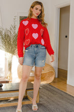 Load image into Gallery viewer, Heart Pattern With Pearl Embellishment Sweatshirt