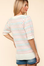 Load image into Gallery viewer, Haptics Round Neck Half Sleeve Multi Color Knit Top