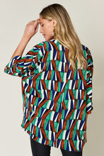 Load image into Gallery viewer, Double Take Full Size Geometric Notched Raglan Sleeve Blouse