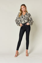 Load image into Gallery viewer, Double Take Full Size Printed Ruffle Trim Balloon Sleeve Shirt