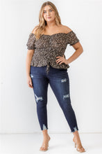 Load image into Gallery viewer, Zenobia Plus Size Frill Ruched Off-Shoulder Short Sleeve Blouse