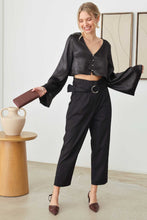 Load image into Gallery viewer, Tasha Apparel Satin Rhinestone Buttons Closure Crop Top