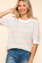Load image into Gallery viewer, Haptics Round Neck Half Sleeve Multi Color Knit Top