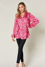 Load image into Gallery viewer, Double Take Full Size Printed Ruffle Trim Balloon Sleeve Shirt