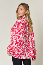 Load image into Gallery viewer, Double Take Full Size Printed Ruffle Trim Balloon Sleeve Shirt