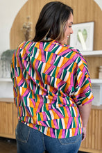 Load image into Gallery viewer, Double Take Full Size Geometric Notched Raglan Sleeve Blouse