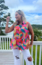 Load image into Gallery viewer, Multicolored Sleeveless Longline Shirt