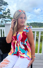 Load image into Gallery viewer, Multicolored Square Neck Babydoll Tank