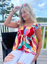 Load image into Gallery viewer, Multicolored Square Neck Babydoll Tank