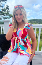 Load image into Gallery viewer, Multicolored Square Neck Babydoll Tank