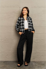 Load image into Gallery viewer, Ninexis Full Size Plaid Round Neck Long Sleeve Jacket