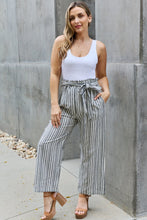 Load image into Gallery viewer, Heimish Full Size Tie Waist Striped Culotte Pants