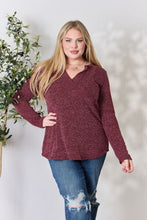 Load image into Gallery viewer, Heimish Full Size Notched Long Sleeve Top