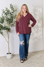 Load image into Gallery viewer, Heimish Full Size Notched Long Sleeve Top