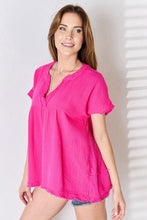 Load image into Gallery viewer, Zenana Full Size Raw Hem Short Sleeve Top