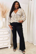 Load image into Gallery viewer, Double Take Printed Tied Plunge Peplum Blouse