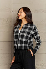 Load image into Gallery viewer, Ninexis Full Size Plaid Round Neck Long Sleeve Jacket