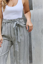 Load image into Gallery viewer, Heimish Full Size Tie Waist Striped Culotte Pants