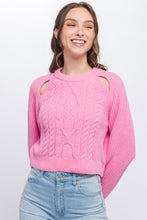 Load image into Gallery viewer, Knit Pullover Sweater With Cold Shoulder Detail