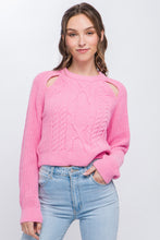 Load image into Gallery viewer, Knit Pullover Sweater With Cold Shoulder Detail
