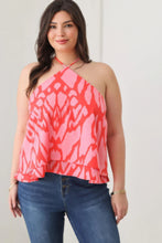 Load image into Gallery viewer, Plus Size Abstract Print Halter Ruffle Hem Top