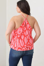 Load image into Gallery viewer, Plus Size Abstract Print Halter Ruffle Hem Top