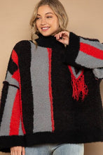 Load image into Gallery viewer, POL Turtleneck Color Block Fringe Detail Sweater
